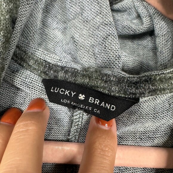 2/$30 Lucky Brand Open Front Hooded Cardigan Floral Print Olive Green XL #BAG9 - Picture 5 of 9